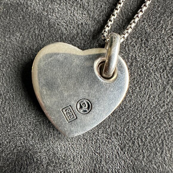 David Yurman Large Pink Heart Pendant Necklace w/ Rhodonite & White Diamonds 18" - Picture 9 of 16